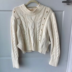 Cream Cable knit Sweater, M/L